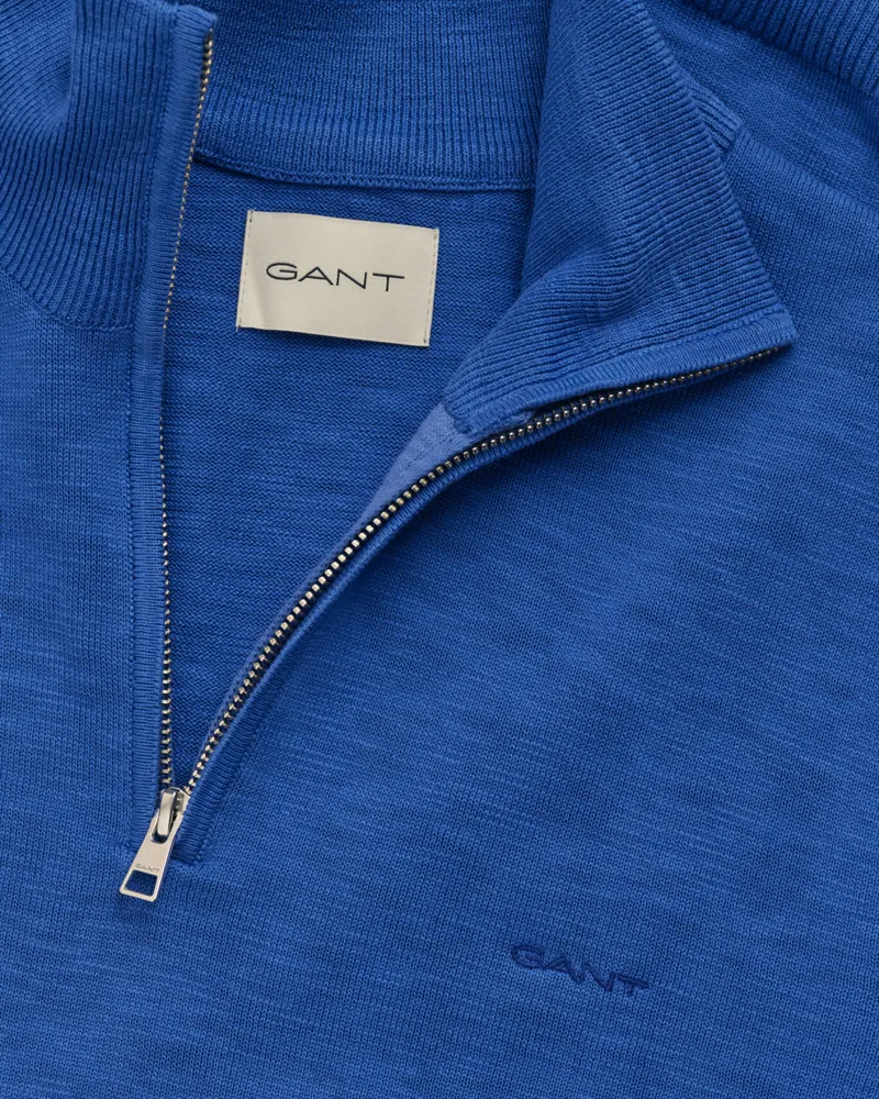 Gant Cotton Flamme Half-Zip Sweater Rich Blue-2