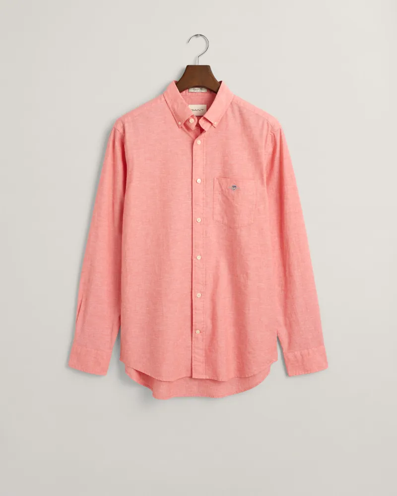 Gant Regular Fit Cotton Linen Shirt Sunset Pink-7