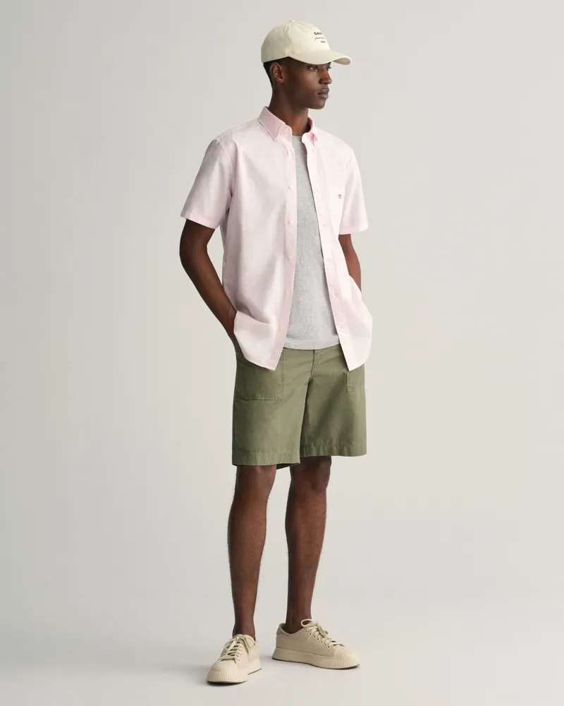 Gant Regular Fit Poplin Short Sleeve Shirt Light Pink-3