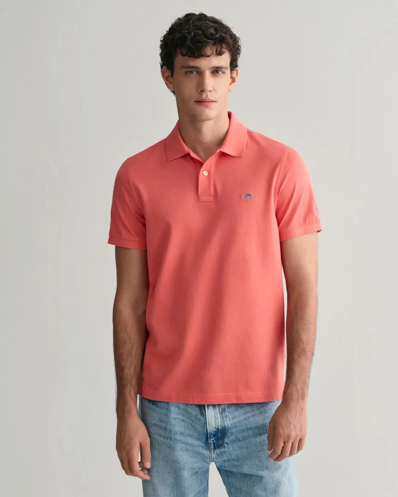 Gant Regular Fit Shield Pique Polo Shirt Sunset Pink