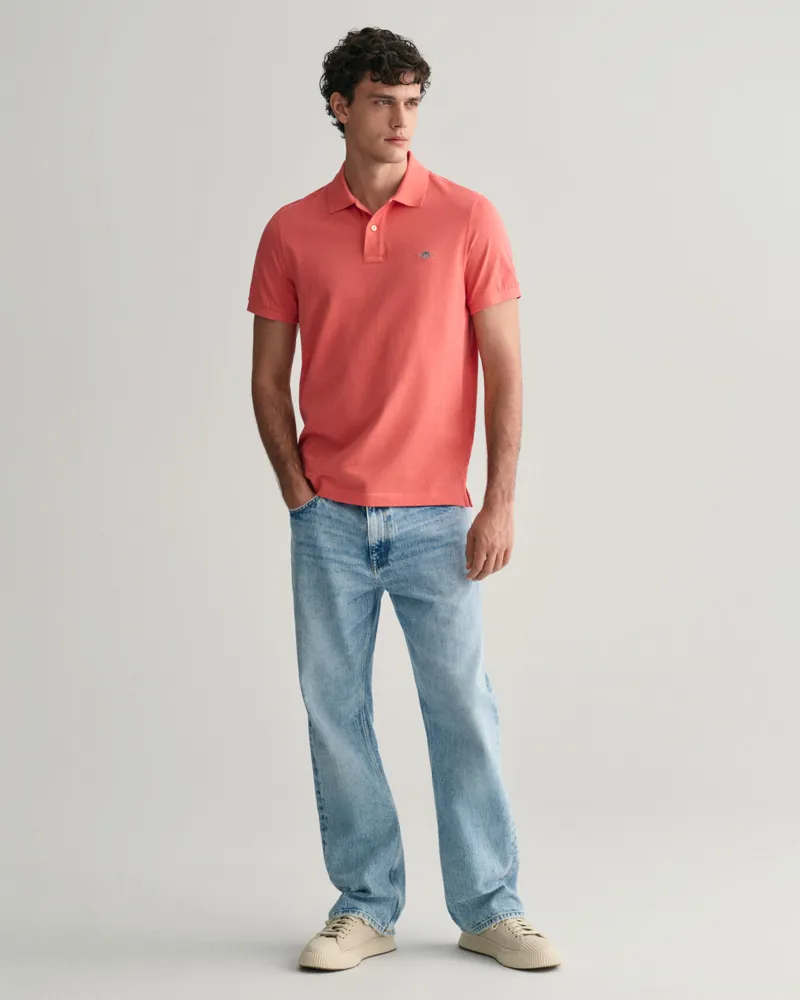 Gant Regular Fit Shield Pique Polo Shirt Sunset Pink-2