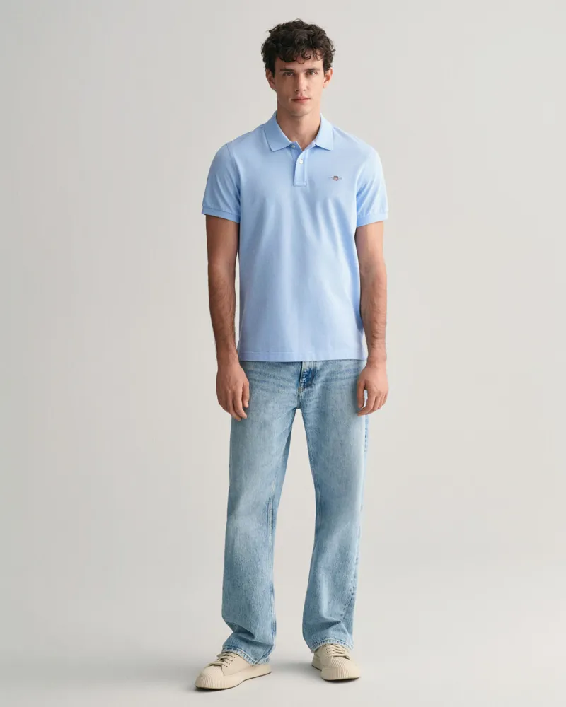Gant Regular Fit Shield Pique Polo Shirt Capri Blue-2