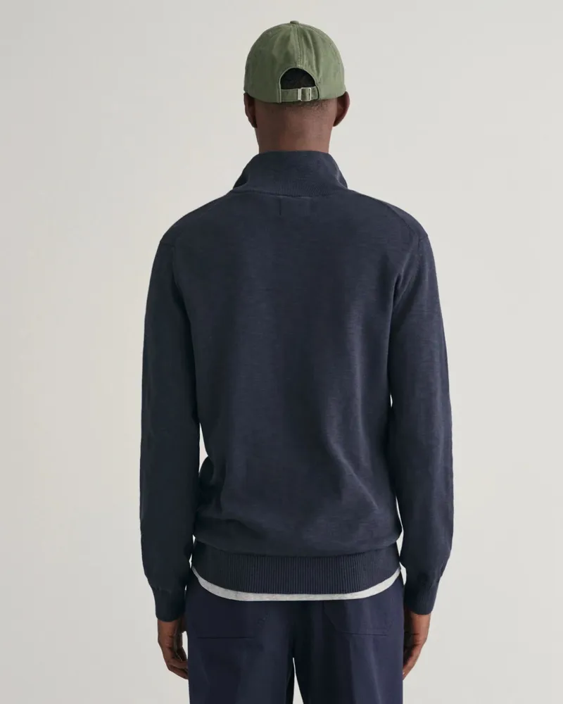 Gant Cotton Flamme Half-Zip Sweater Evening Blue-2