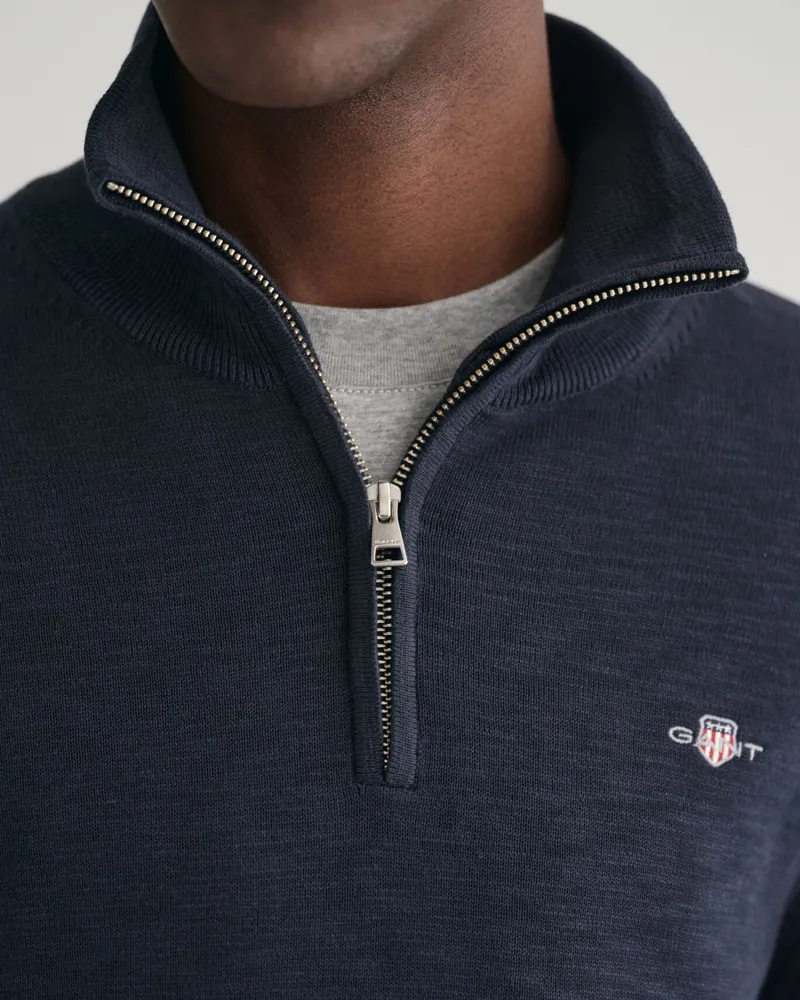 Gant Cotton Flamme Half-Zip Sweater Evening Blue-3