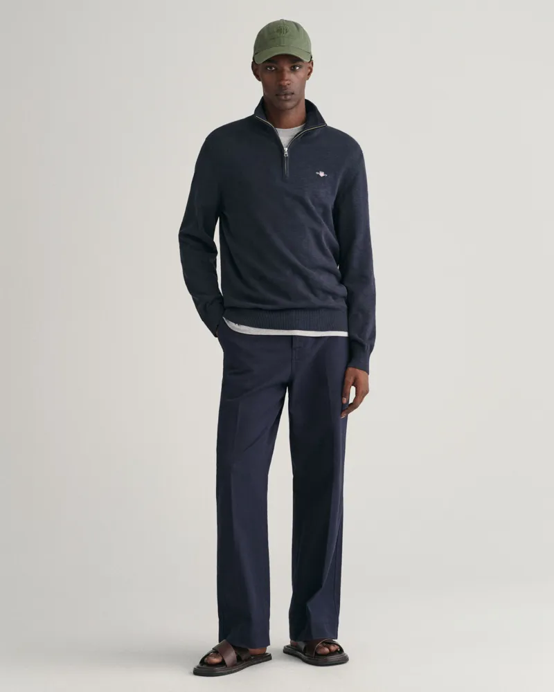 Gant Cotton Flamme Half-Zip Sweater Evening Blue-4