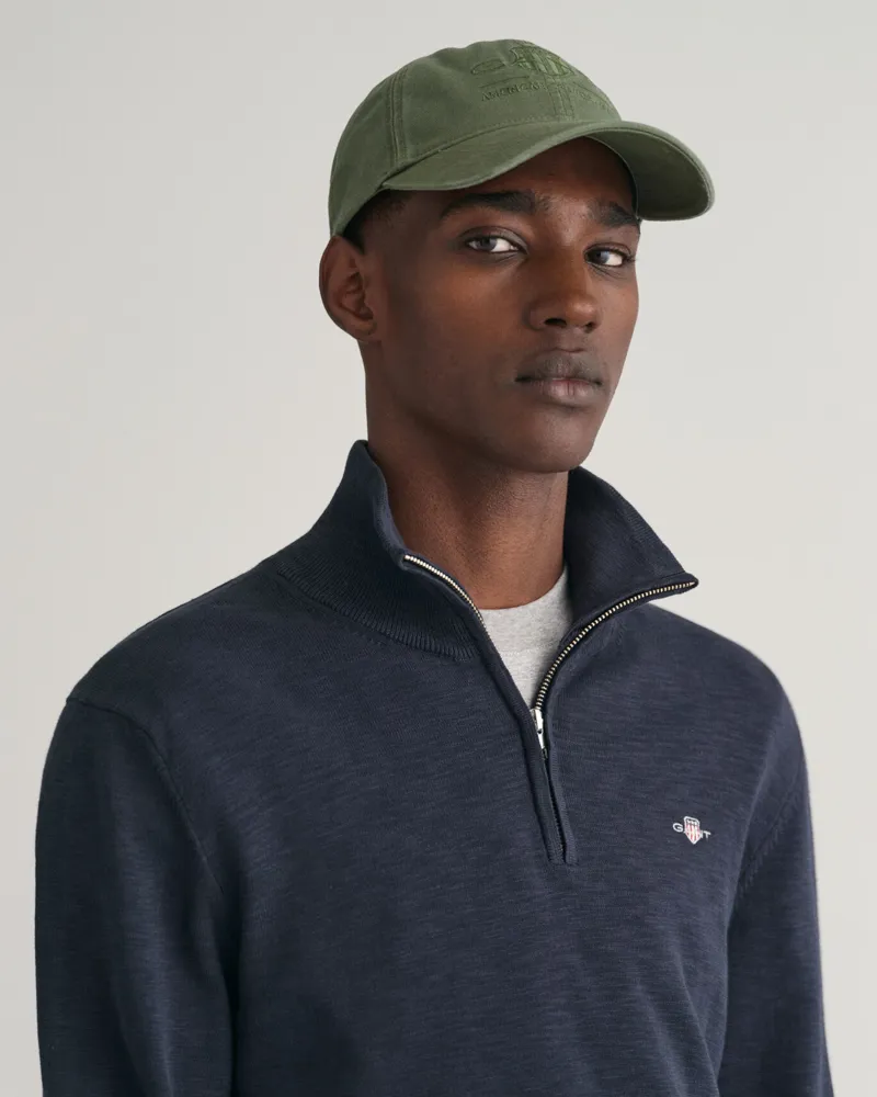 Gant Cotton Flamme Half-Zip Sweater Evening Blue-5