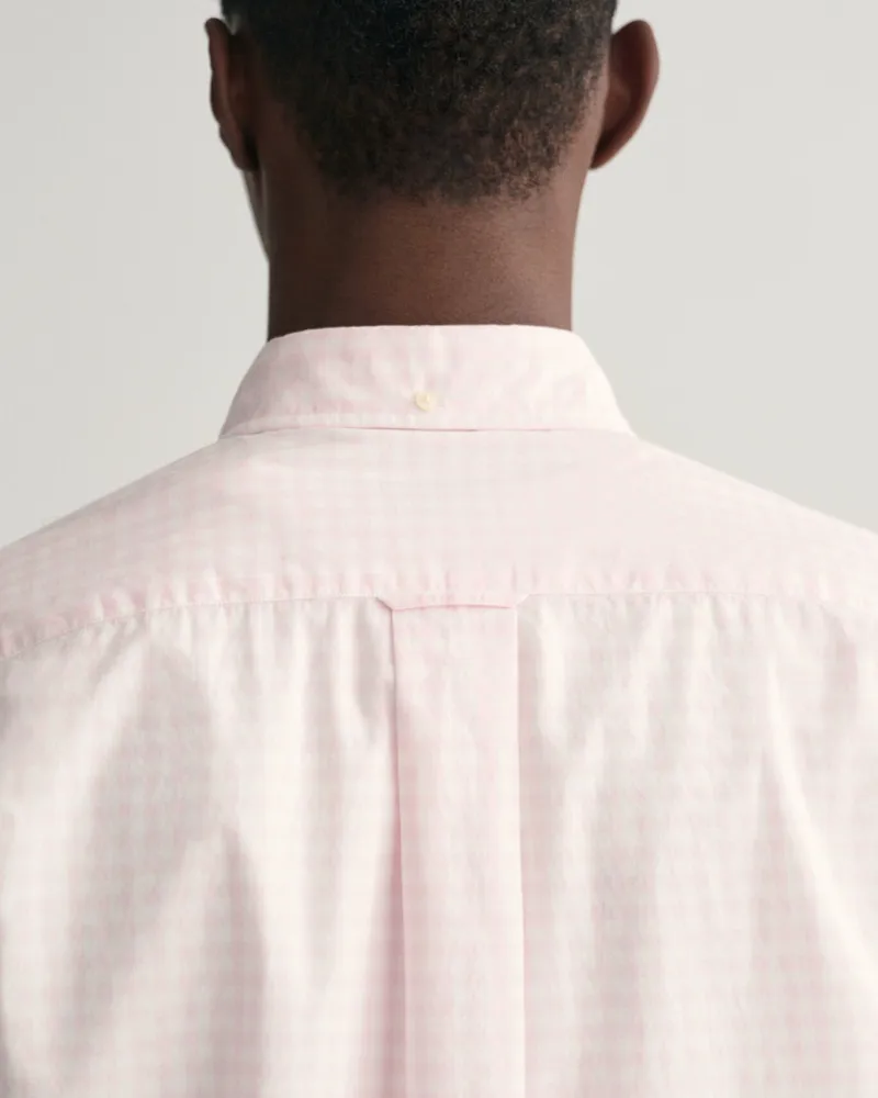 Gant Regular Fit Gingham Poplin Short Sleeve Shirt Light Pink-4