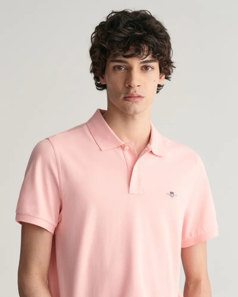 Gant Regular Fit Shield Pique Polo Shirt Bubblegum Pink-4