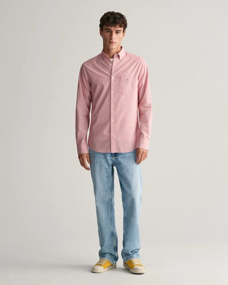 Gant Regular Fit Banker Stripe Poplin Shirt Ruby Red-3