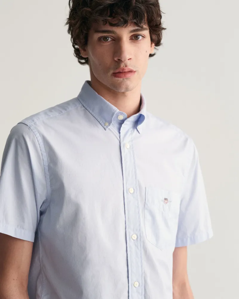 Gant Regular Fit Poplin Short Sleeve Shirt Light Blue-3