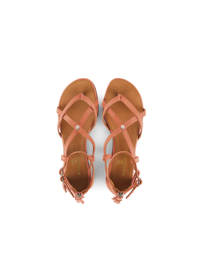 Fairfax and Favor Brancaster Sandal Melon Suede-2