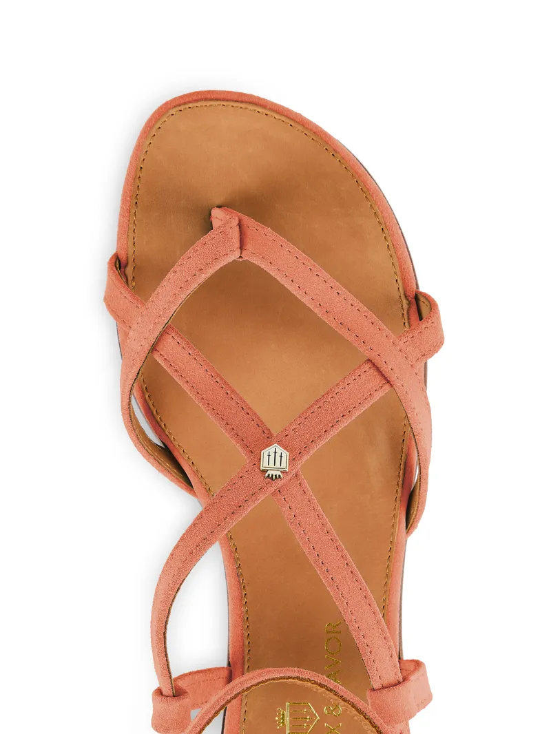 Fairfax and Favor Brancaster Sandal Melon Suede-3