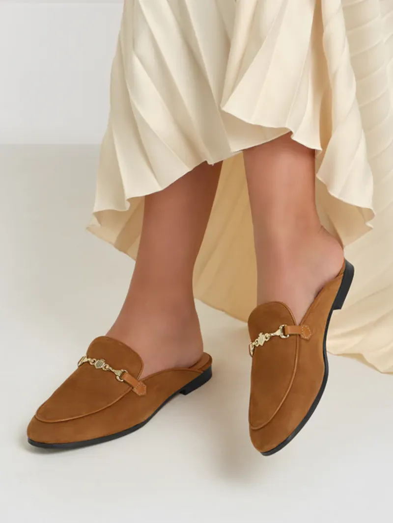 Fairfax and Favor Tuddenham Mule Tan Suede-2