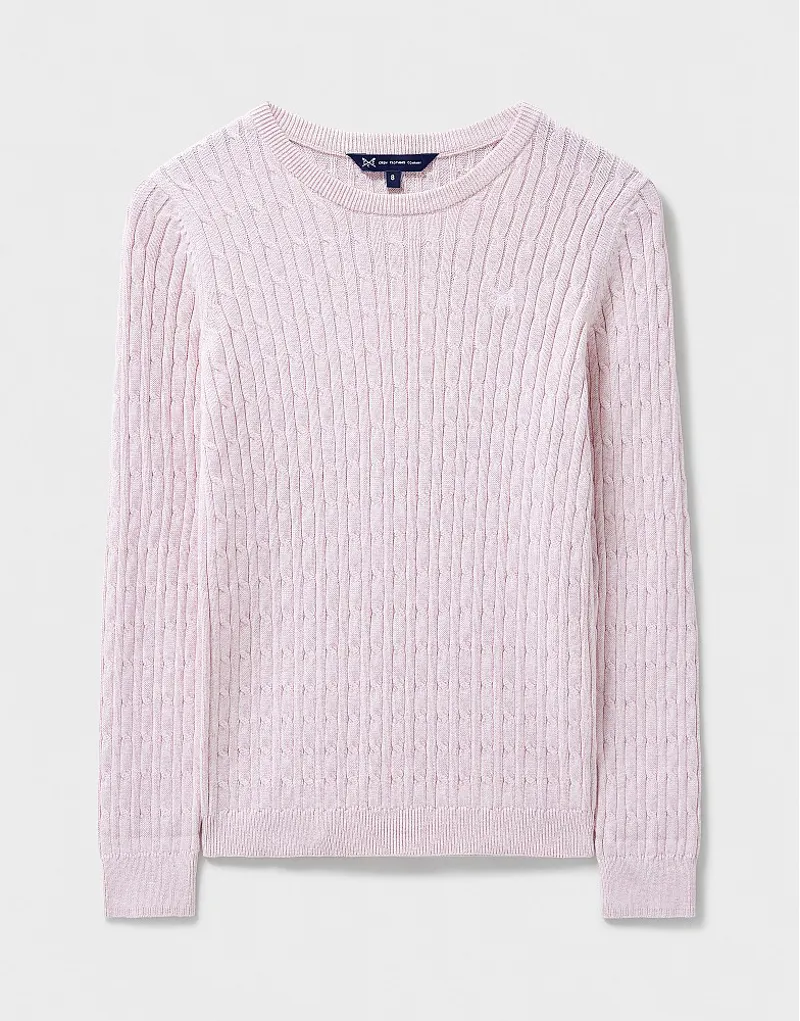Crew Heritage Crew Neck Cable Jumper Pink Marl-5