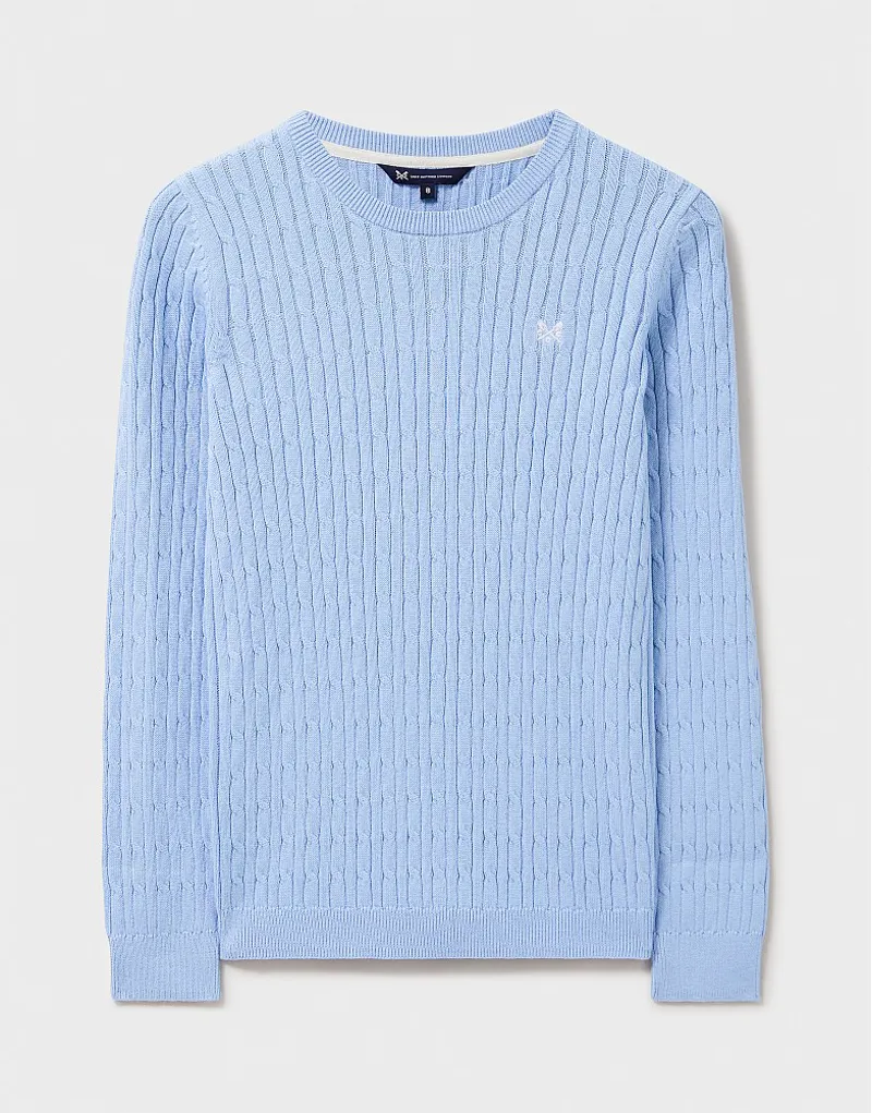 Crew Heritage Crew Neck Cable Jumper Powder Blue-5