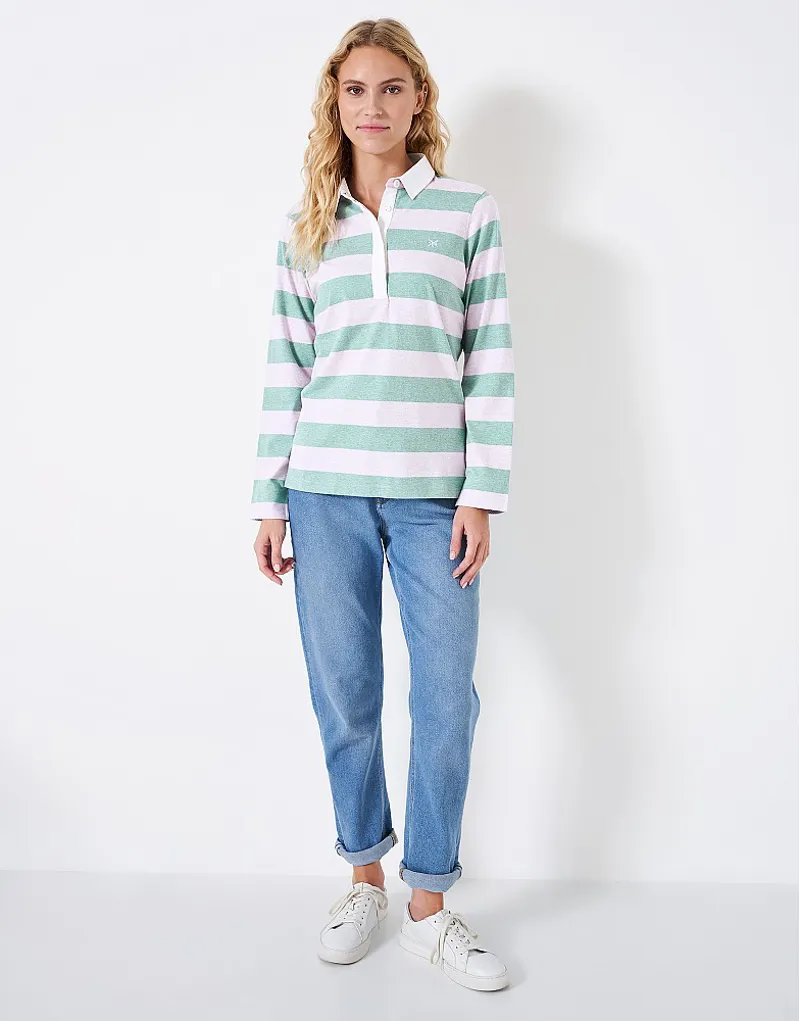 Crew Stripe Rugby Shirt Sea Pink-2