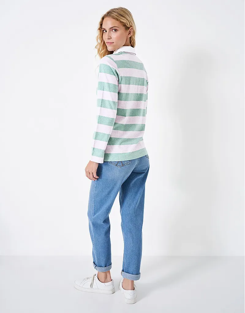 Crew Stripe Rugby Shirt Sea Pink-3