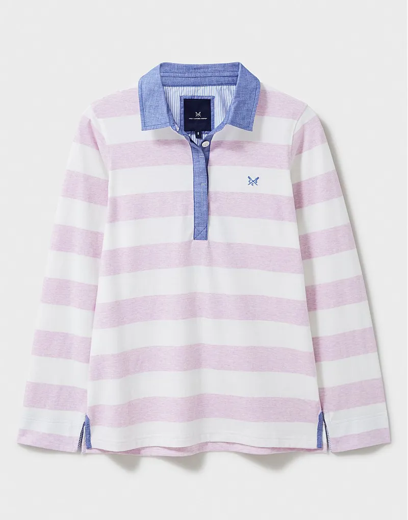 Crew Stripe Rugby Shirt White Pink-6