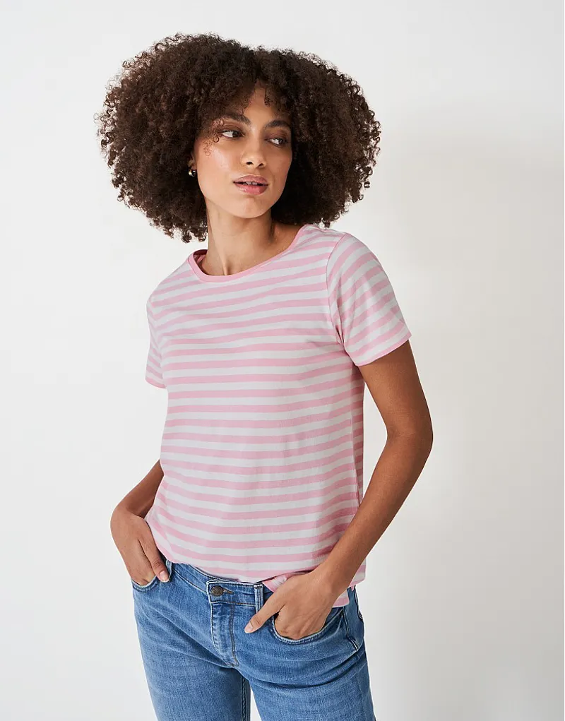 Crew Breton T-Shirt White Pink