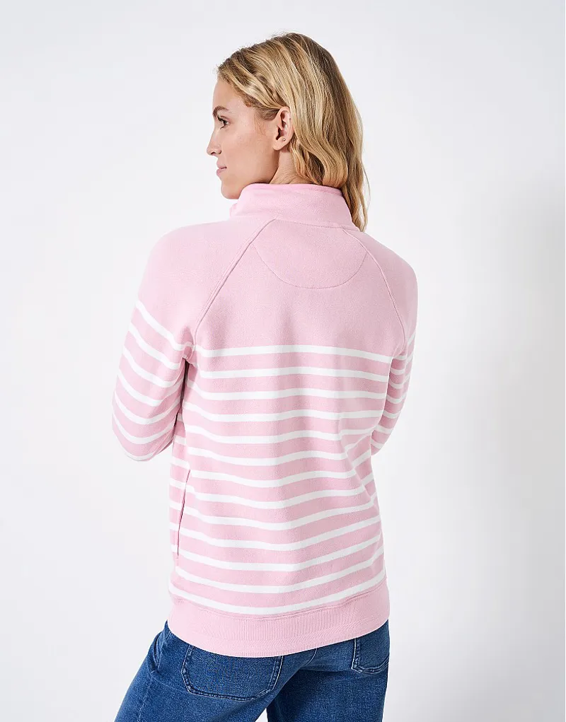 Crew Half Zip Sweatshirt Candy Pink White-3