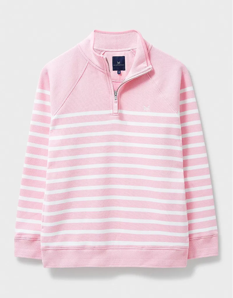 Crew Half Zip Sweatshirt Candy Pink White-5