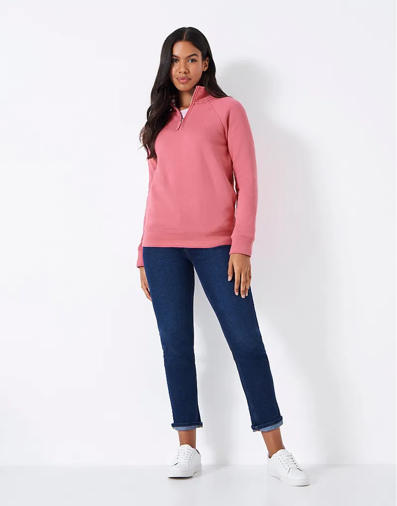 Crew Half Zip Sweatshirt Rapture Rose-1