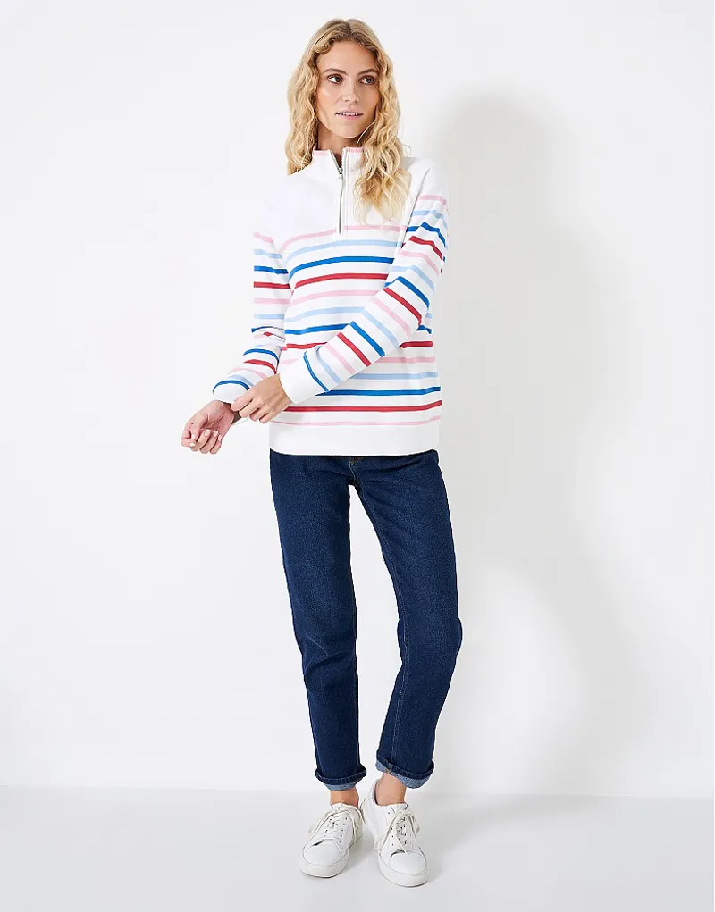 Crew Clothing Half Zip Sweat White Pink Blue Red-2