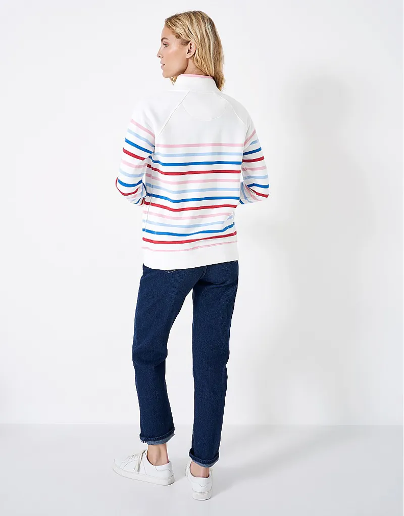 Crew Clothing Half Zip Sweat White Pink Blue Red-3