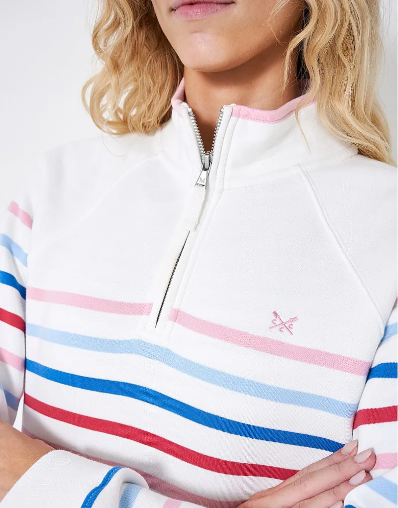 Crew Clothing Half Zip Sweat White Pink Blue Red-4