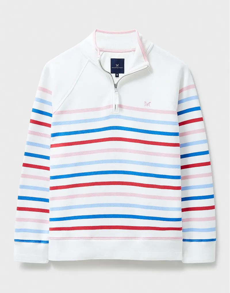 Crew Clothing Half Zip Sweat White Pink Blue Red-5