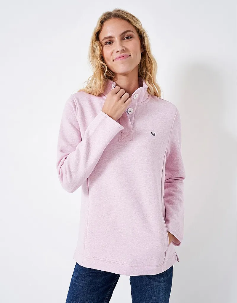 Crew Half Button Sweatshirt Pink-1