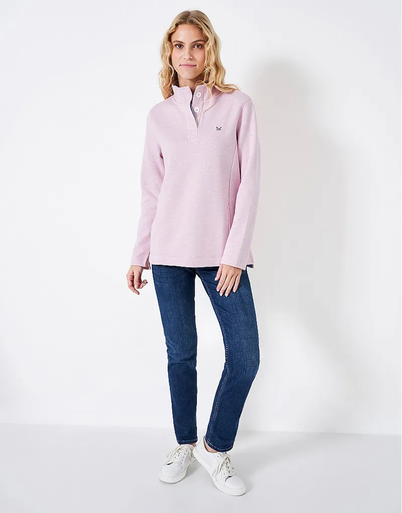 Crew Half Button Sweatshirt Pink-2
