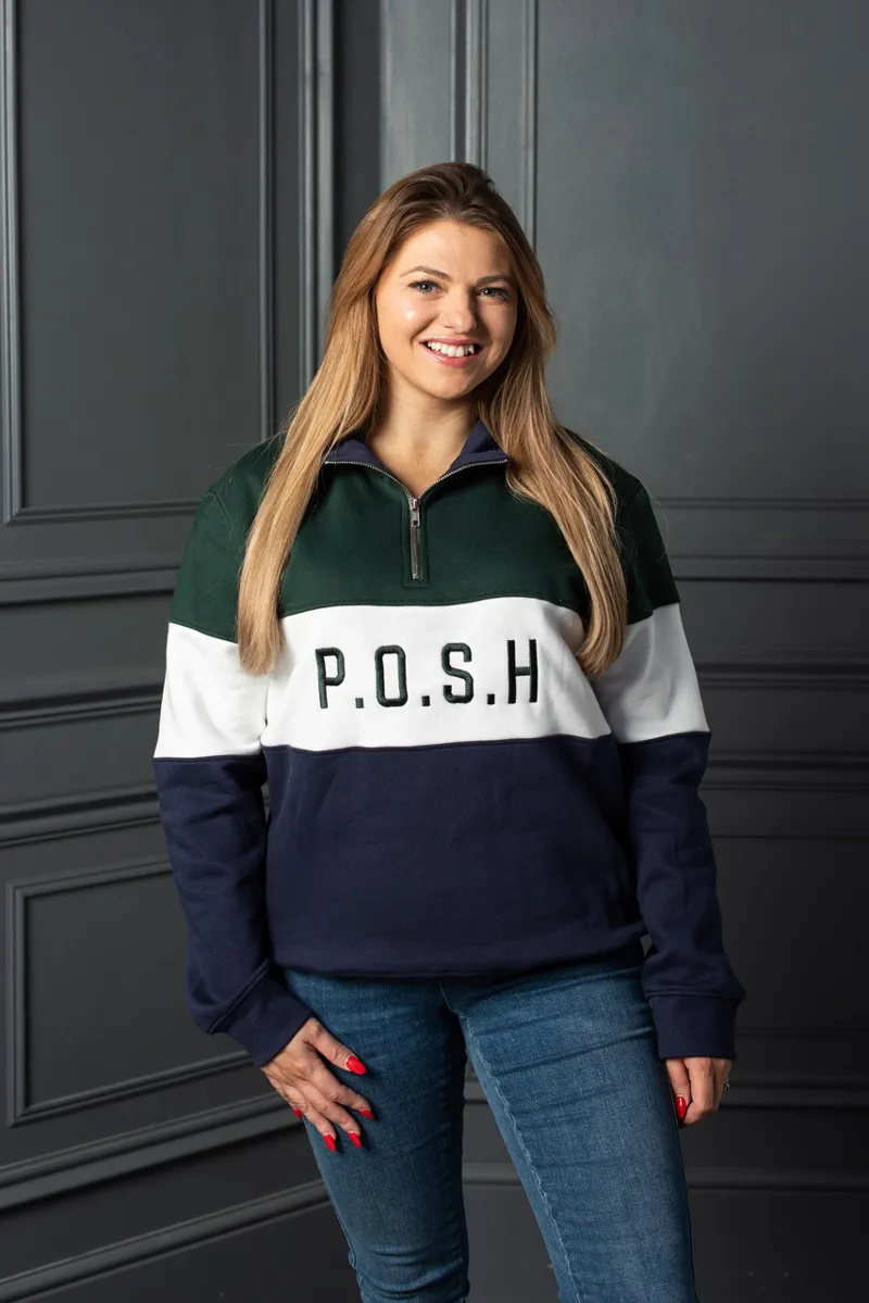 POSH Country Yorkshire 1/4 zip Green White Blue-1